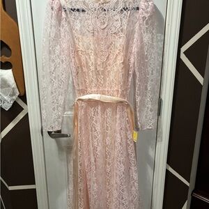 Vintage Elegant Pink Lace Dress with original tags